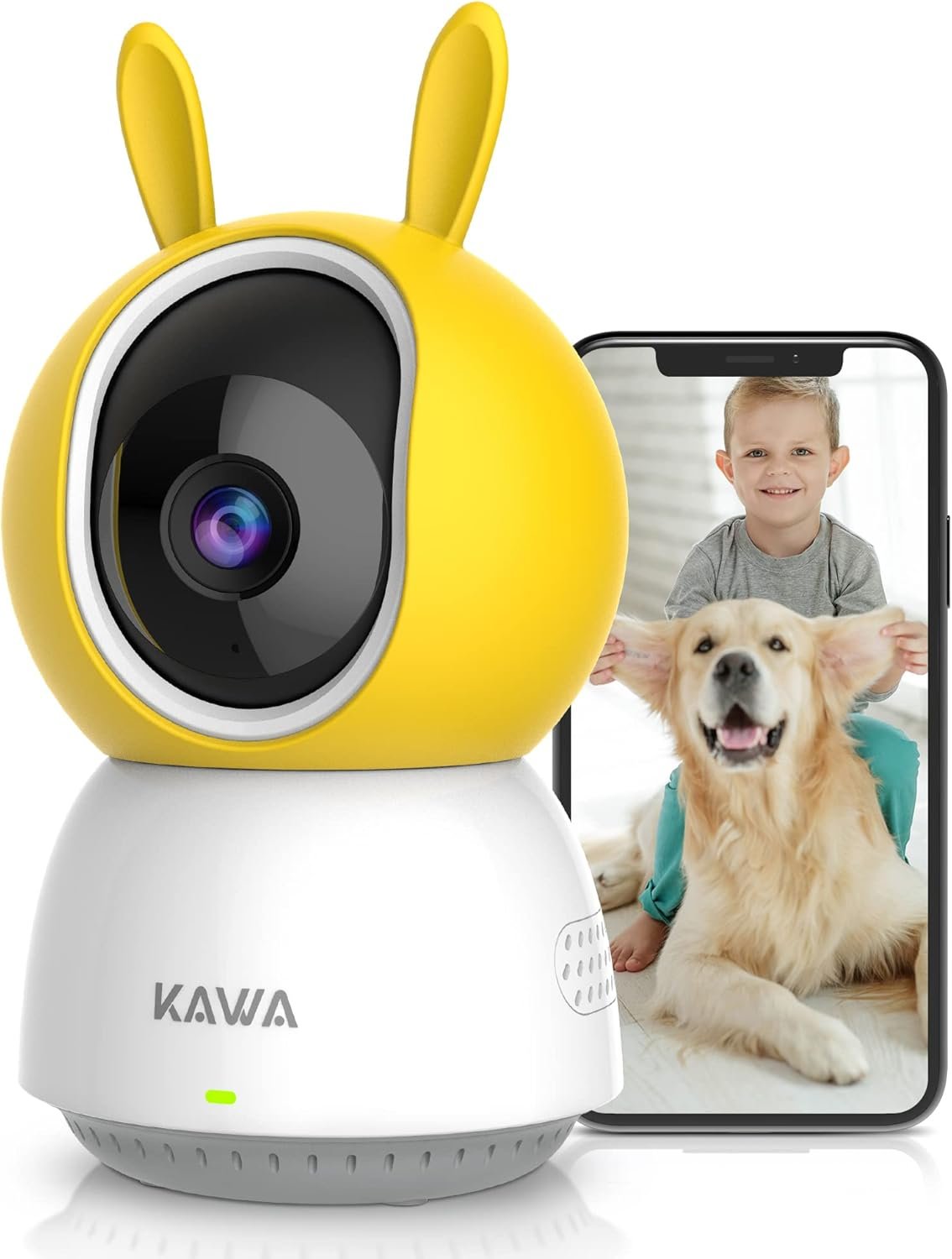 KAWA Vigilabebés con cámara de seguridad interior 2K, 2,4 G WiFi 360 cámaras IP para seguridad en el hogar, cámara para mascotas, audio de 2 vías, visión nocturna, detección de movimiento, memoria de